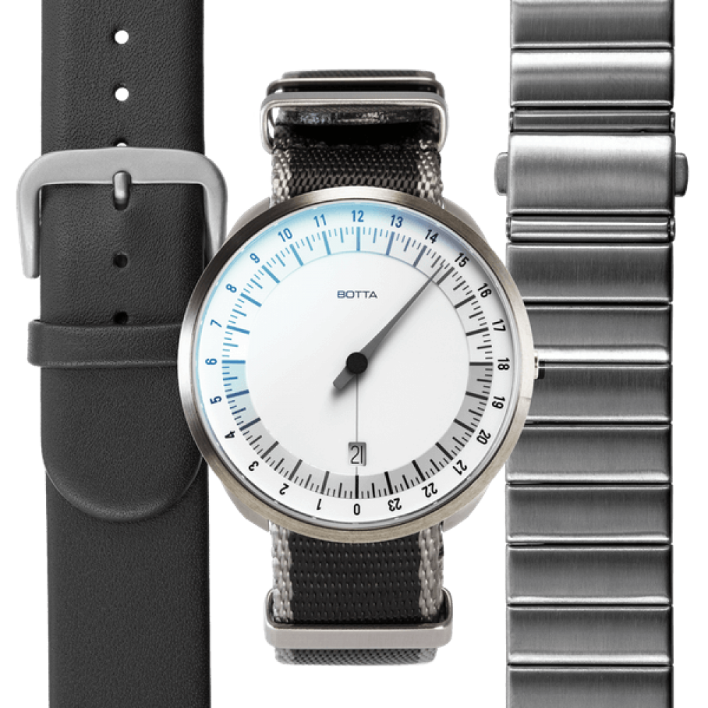 ساعت مچی تیتانیومی تک عقربه کوارتز سفید / طوسی UNO 24 Single Hand Quartz Titanium Wrist Watch White/Gray 